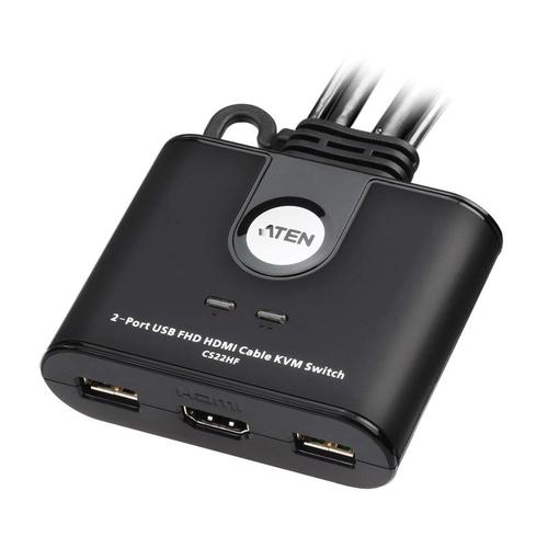 Aten Cs22hf 2-port Usb Hdmi Kabel Kvm-switch Mit Remote, Fhd