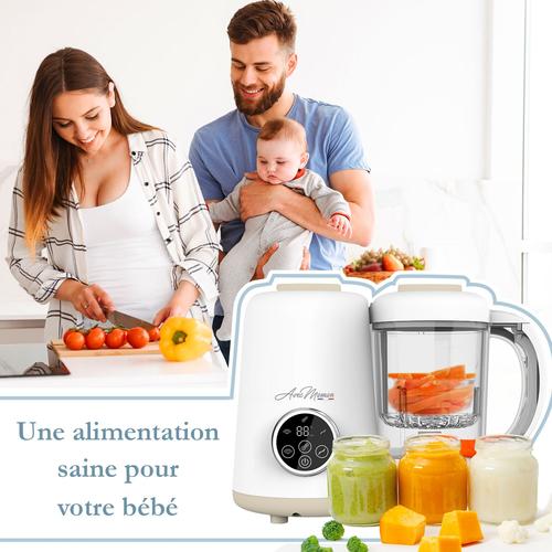 Avec Maman - Baby Chef, Robot Cuiseur pour Bébés 4 en 1 - Cuiseur Vapeur, Mélangeur, Chauffe-biberon, Chauffe- petits pots