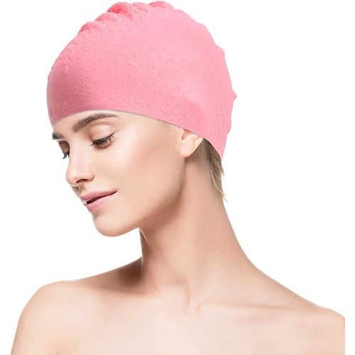 Bonnets De Bain, Antidérapant Bonnet Piscine Arena Pour Adulte, Bonnet De Natation En Silicone Anti-Déchirure De Style Vintage(Rose)