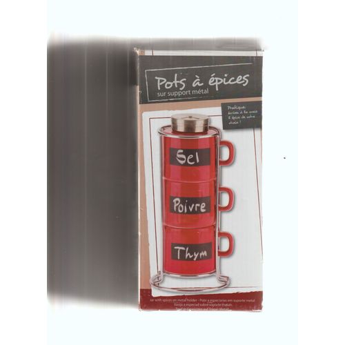 Set De 3 Pots À Épices Sur Support Acier Secret De Gourmet