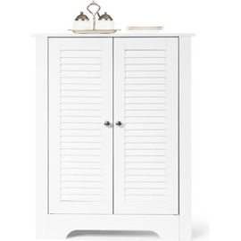 Costway Armoire D'angle, Meuble De Rangement 63x32x81,5 Cm, 2 Portes À Volet Et Étagère Réglable, Pour Salon, Chambre, Bureau, Blanc