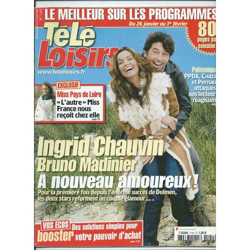 Télé Loisirs 26/01/2008 Ingrid Chauvin, Bruno Madinier, Star Academy, Laura Tangy, Jeanne Moreau, Chantal Goya, Marion Cotillard, Amy Winehouse, Daniel Darc, Radiohead, Asa