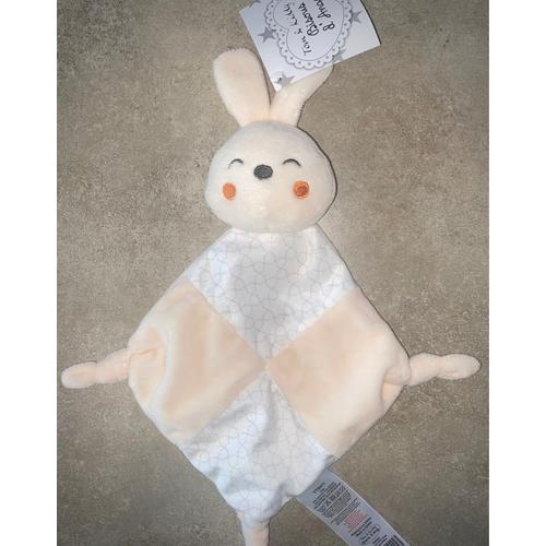 Doudou Lapin Blanc Casse Crème Tom & Kiddy Bisous D¿Ange Mouchoir Peluche Jouet Bébé Comforter Baby Bunny Rabbit