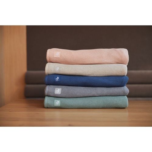 Couverture Berceau 75x100cm Basic Knit Forest Green/Fleece - Jollein