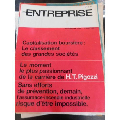 L'entreprise 446 De 1964 / Capitalisation Boursiere / Carriere De H.T.Pigozzi / Assurance Incendie Industrielle