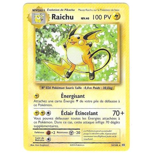 Raichu 36/108 - 10pv - Xy Evolution - Rare Carte Pokémon Française