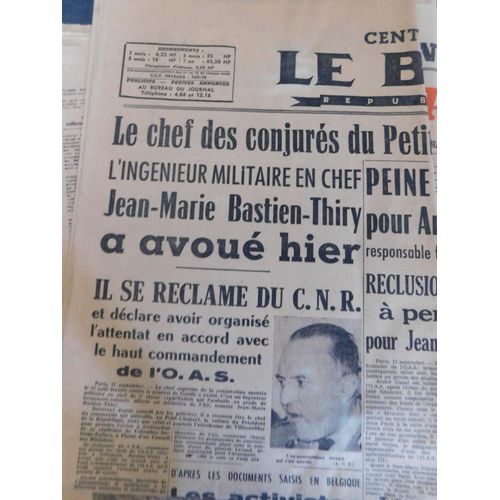 Journal Centre Presse Le Berry Republicain 5390 Du 18 Septembre 1962 / Conjures Du Petit Clamart / Peine De Mort Pour Andre Canal / Institut National Des Statistiques