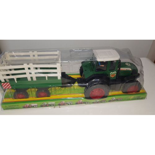 Jouet Enfant / Tracteur A Friction Et Remorque / 40x14cm