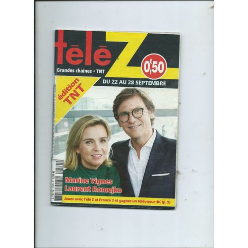 Télé Z Du 22/09/2018 Marine Vignes, Laurent Romejko, Ramzy Bédia, Mike Horn, Anouk Aimé, Anthony Quinn & Eleni Anousak,, Sylvester Stallone, Lorie Pester, François Damiens, Julien Clerc