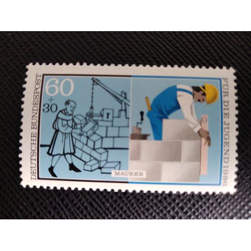 Timbre Allemagne / Rfa Yt 1107 Jeunesse : Métiers Maçon 1986 ( 150706 )