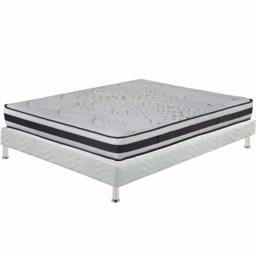 Ensemble Literie Louxor 160x200 - Latex - Hauteur 21 Cm - Soutien Morphologique 5 Zones Confort 50 X 8 Mm + 125 X 8 Mm Gris