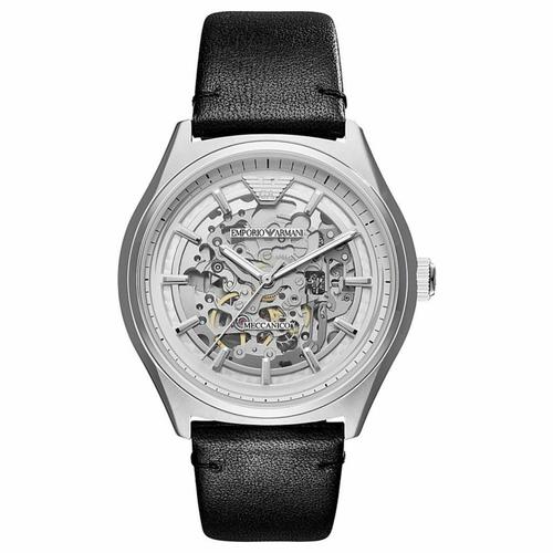 Emporio Armani Ar60003 Montre Homme Squelette En Cuir Noir