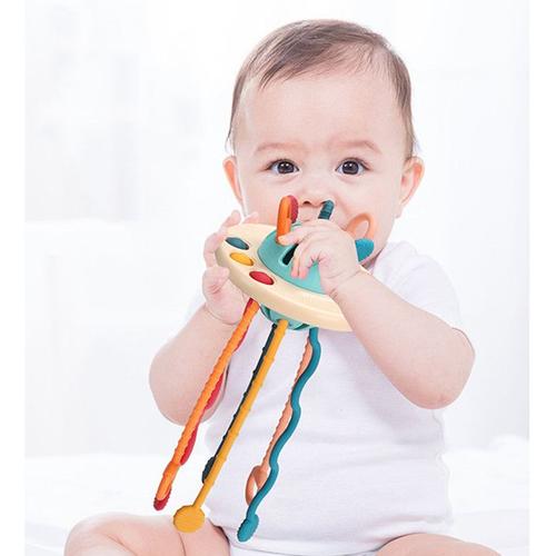 Jouets À Soucoupe Volante, Jouets Interactifs À Cordon En Silicone Pour Bébé,Ouets Pour Dents Apaisantes Pour Bébé Cadeau