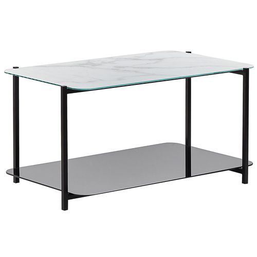 Table Basse Avec Étagère Effet Marbre Blanc Et Noir Gloster