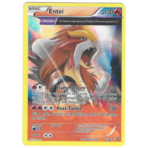 Entei 15 98 - 130hp - Xy Ancient Origins - Rare Holo Full Art Pokemon Card