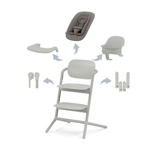 Pack Chaise Lemo 4 En 1 (Chaise + Transat + Babyset + Plateau Repas) - Suede Grey - Cybex Gold