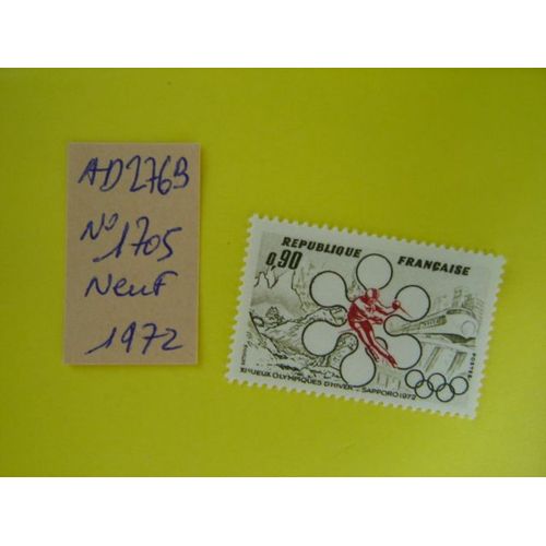 Ad 276 B // Timbre Neuf France 1972*N° 1705" J.O Hiver À Sapporo"