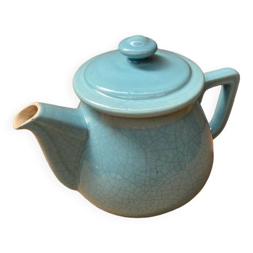 Ancienne Thire Cramique Bleue Craquele Vintage Bleu