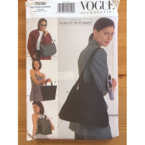 Patron Vogue Accessoires 7036 - 4 Modeles De Sacs - Sac A Dos