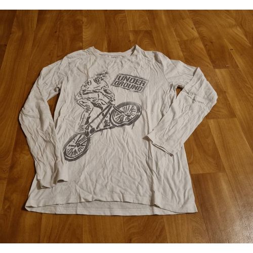 T-Shirt Manche Longue Blanc Cassé Imprimé Moto Kiabi Taille 14ans