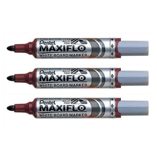 Pentel Lot De 3 Marqueurs Pour Tableau Blanc Maxiflo Mwl5m Marron