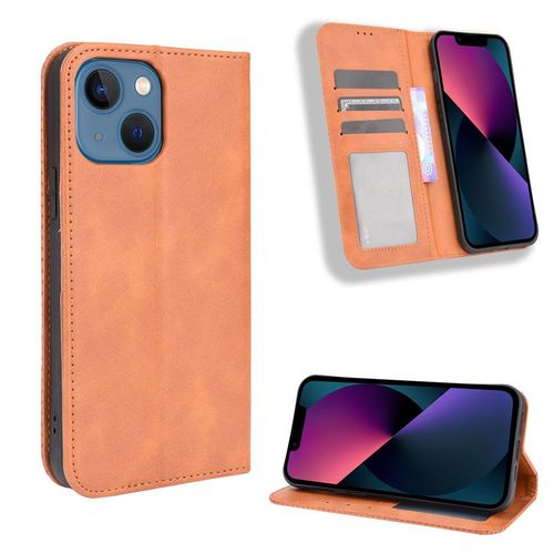 Coque Iphone 13,Etui Pour Iphone 13,Coque En Cuir Vintage Pour Iphone 13,Étui À Rabat Pour Iphone 13,Marron