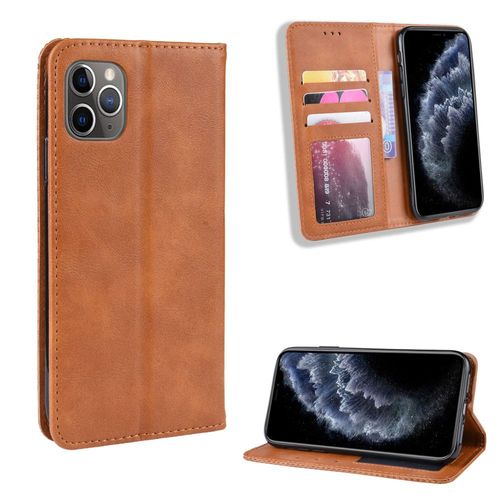 Coque Iphone 11 Pro Max,Etui Pour Iphone 11 Pro Max,Coque En Cuir Vintage Pour Iphone 11 Pro Max,Étui À Rabat Pour Iphone 11 Pro Max,Marron