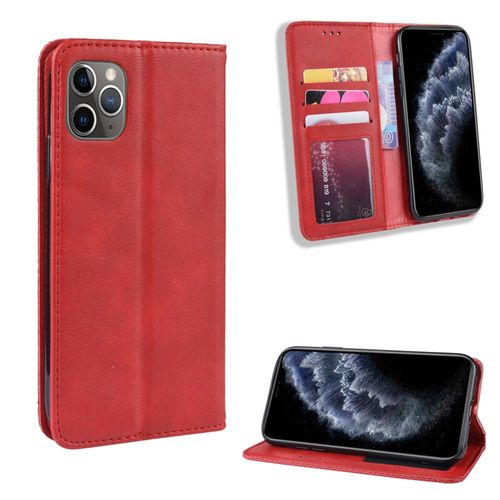 Coque Iphone 11 Pro Max,Etui Pour Iphone 11 Pro Max,Coque En Cuir Vintage Pour Iphone 11 Pro Max,Étui À Rabat Pour Iphone 11 Pro Max,Rouge