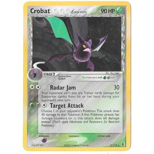 Crobat - 90hp - Ex : Espèce Delta - Rare Pokemon Holo English Card