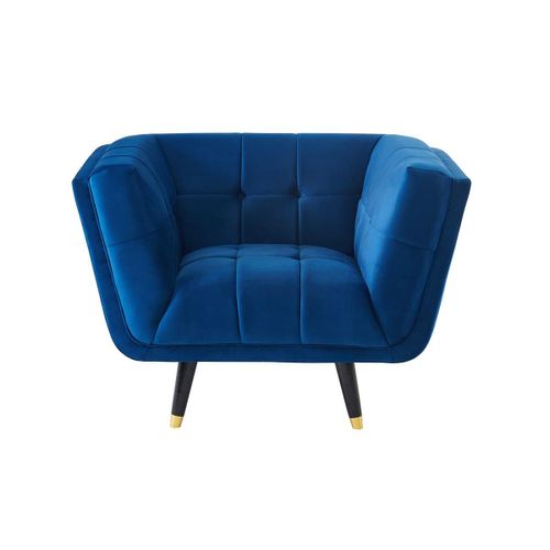 Fauteuil Samantha Ii En Velours - Bleu Nuit