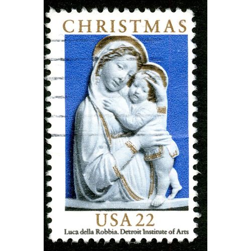 Timbre Oblitéré Usa 22, Christmas, Luca Della Robbia, Detroit Institute Of Arts
