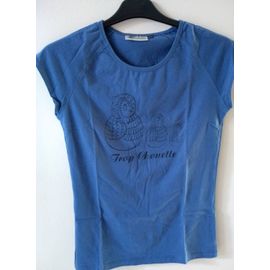 Tee-Shirt Motif" Trop Chouette" Bleu Taille 38/40 Marque Kiabi Woman