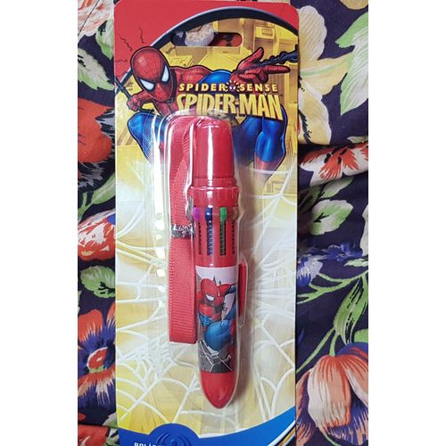 Rentree Scolaire / Stylo Spider Man / Marvel 10 Couleurs / S Attache Autour Du Cou / Neuf Sous Blister