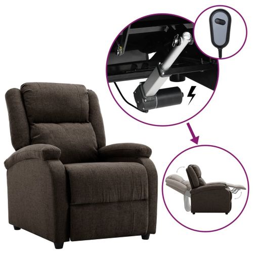 Vidaxl Fauteuil Inclinable Électrique Marron Foncé Tissu