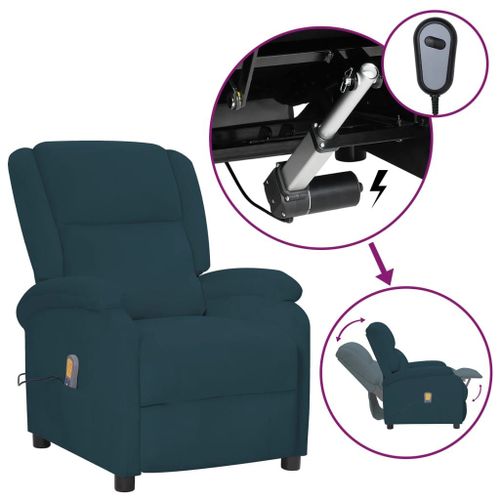 Vidaxl Fauteuil De Massage Inclinable Électrique Bleu Velours