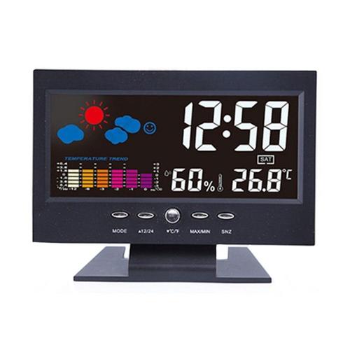 Thermomètre Et Humidimètre Sans Fil, Horloge Météo Avec Écran Lcd Couleur, Affichage Numérique, Calendrier D&#39Alarme, Météo