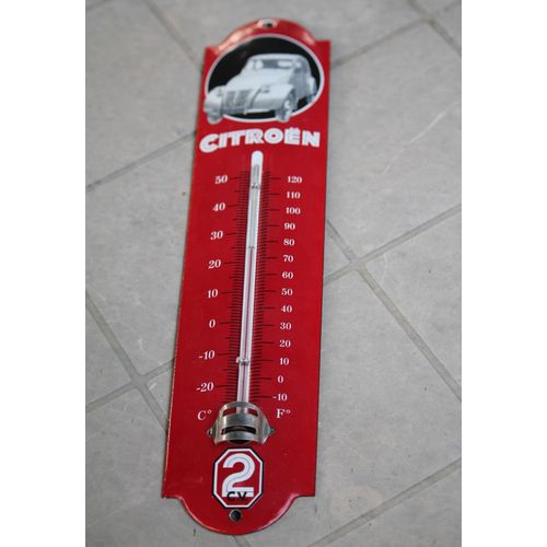 Thermomètre Émaillé Citroën 2 Cv 30cm X 6.5cm Celsius / Fahrenheit
