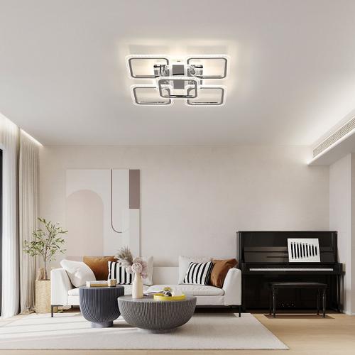Plafonnier LED Moderne, Éclairage de Plafond LED Dimmable 2700K-6500K avec  Télécommande, Lampe de Plafond Noir et Blanc 50CM pour Salon, Chambre, Bure