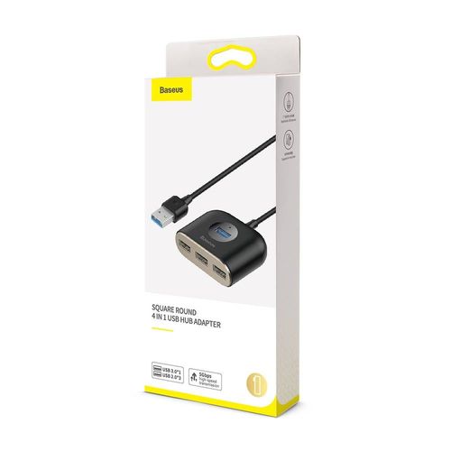 Baseus Hub Square Round 4in1 Usb Adapter Usb3.0*1 + Usb2.0*3 1m Black