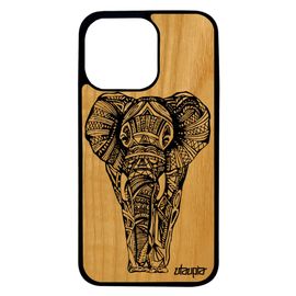 Coque Bois Pour Iphone 13 Pro Silicone Elephant Tribal Animaux Azteque Noir Savane Noir Et Blanc Smartphone Dessin Housse Etui
