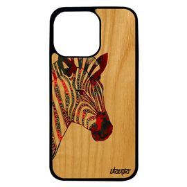 Coque Bois Pour Iphone 13 Pro Silicone Zebre Animal Multicolore Rayure Housse Azteque Ethnique Pastel Cheval Noir Et Blanc De