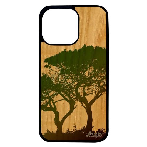Coque Arbres De Protection Iphone 13 Pro En Bois Et Silicone Etui Rigide Nature Peinture Branche Marron Paysage Feuilles Ecolo