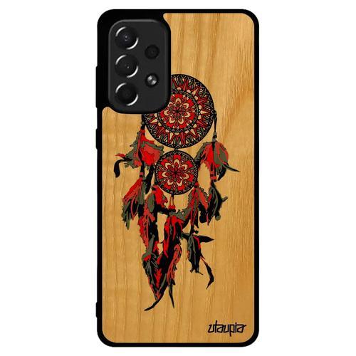 Coque Samsung A73 Bois Silicone Attrape Reve Sm-A736b/Ds Indien Boheme Dreamcatcher Mobile Mandala Etui Rouge Maya Dessin De Galaxy