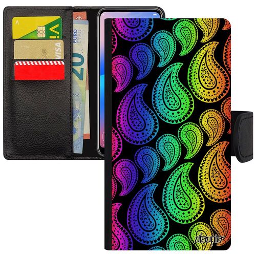 Coque Pour Iphone 13 Mini Cuir Motif Cachemire Telephone Indien Fille Noir Ethnique Imprimé Mobile Arc En Ciel Multicolore Gay