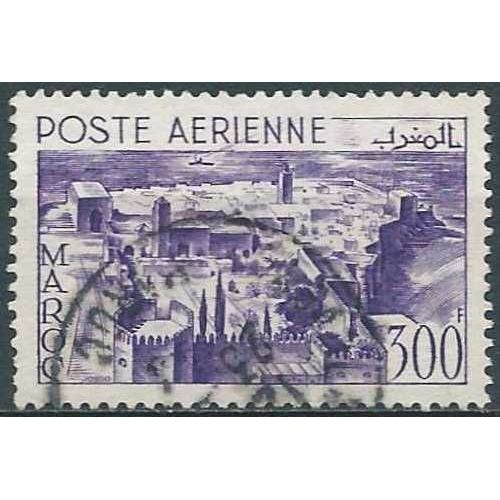 Maroc, Protectorat Français 1951, Beau Timbre De Poste Aerienne Yvert 82, Kasbah Des Odayas À Rabat, 300f. Violet, Oblitere, Tbe -
