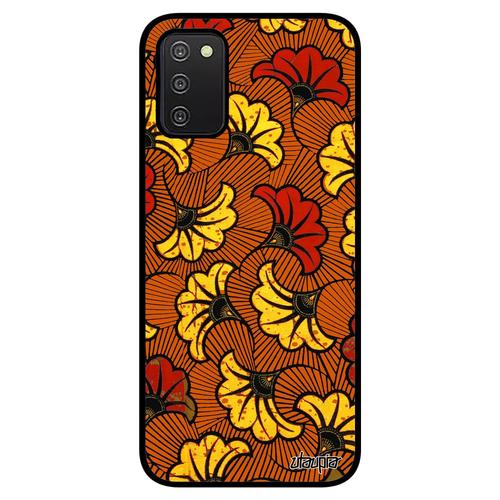 Coque En Silicone Samsung A03s Wax Coloré Original Orange Telephone Ethnique Rigide Tissu Motif Afrique Fantaisie Portable Galaxy