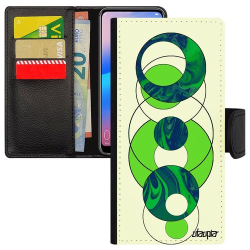 Coque Iphone 13 Pro Max Cuir Portefeuille Marbre Smartphone Granite Matiere Cover Fond Design Telephone Rond Etui Motif Vert