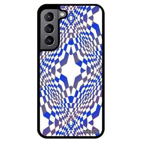 Coque S22+ Plus Silicone Illusion D'optique Mirage Geometrie Telephone Bumper Losange Etui Bicolore Antichoc Bleu De Samsung Galaxy