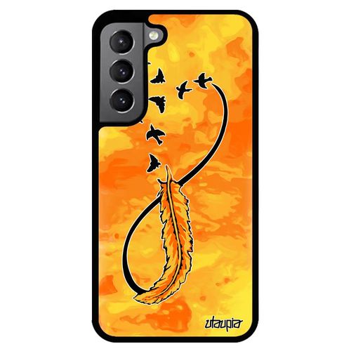 Coque Rigide Samsung S22 En Silicone Infini Sans Fin Jaune Amour Unique Univers Housse Ciel Plume De Protection Nuage Oiseau Galaxy
