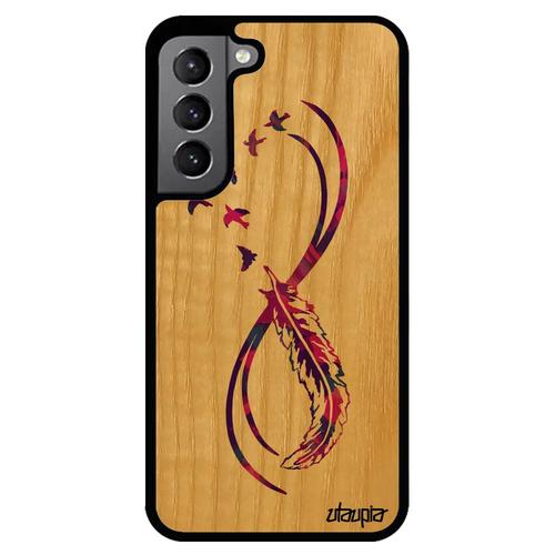 Coque Galaxy S22+ Plus En Bois Silicone Infini 4g Coloré Oiseau Violet Amour Case Etui Plume Femme Cadeau D'anniversaire Zen Samsung